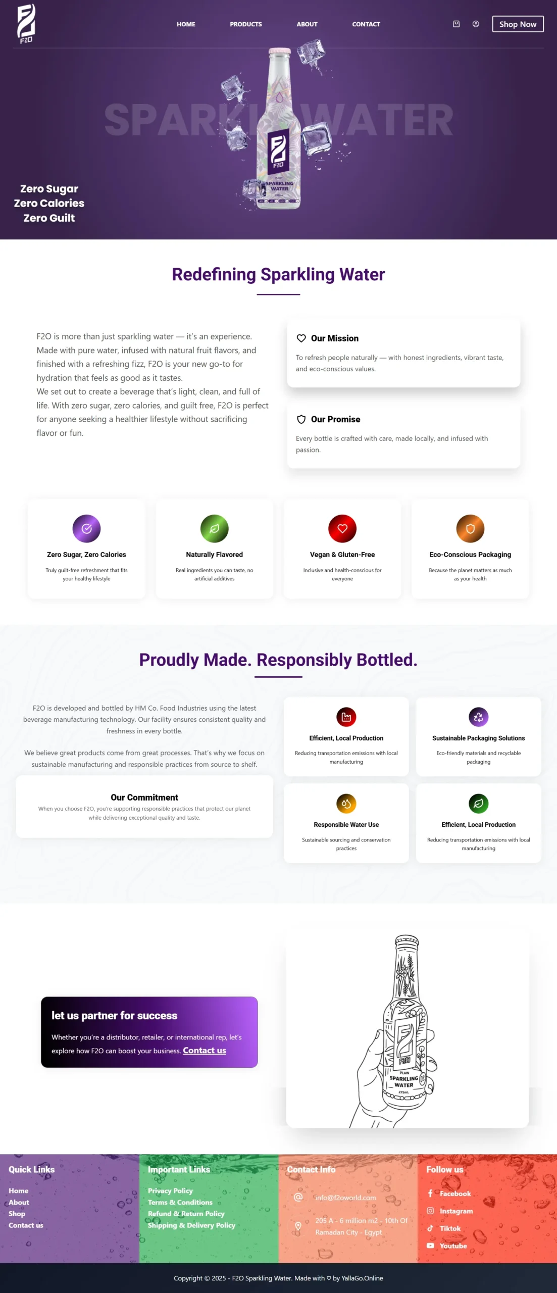 F2O World website design and development by YallaGo Online, Egypt