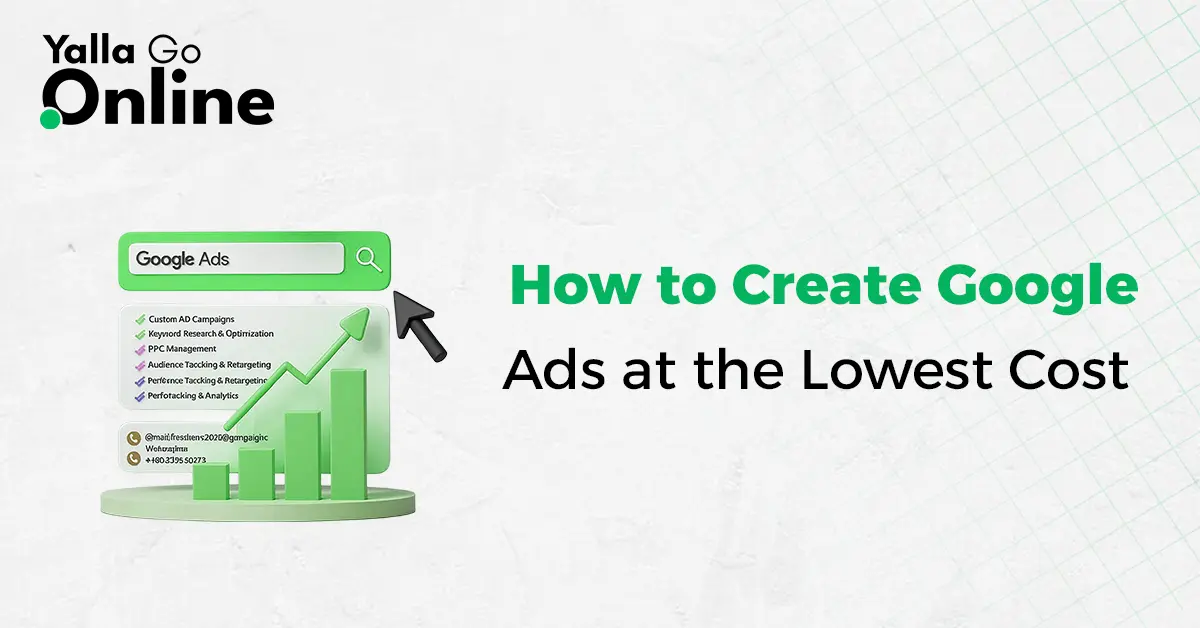 Infographic showing how to create low-cost Google Ads campaigns with smart bidding, high Quality Scores & targeted keywords