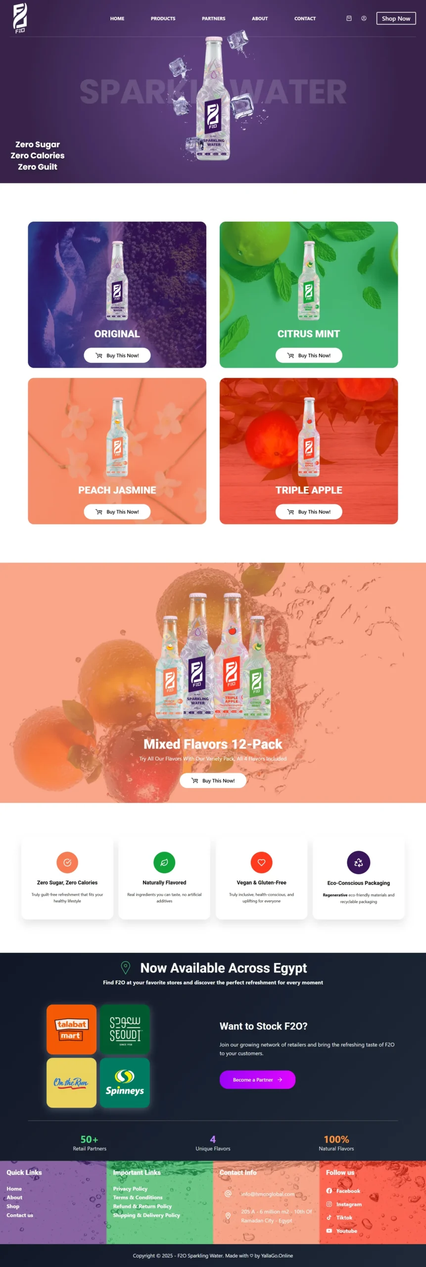 F2O World website design and development by YallaGo Online, Egypt